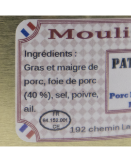 pâté porc certifié sans gluten ingrédients